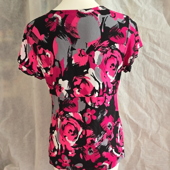Style & Co. Floral Twist Blouse - Pink, Black, and Gray - Picture 5 of 7